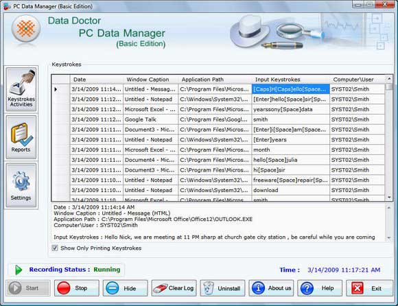 Screenshot of Home Keylogger