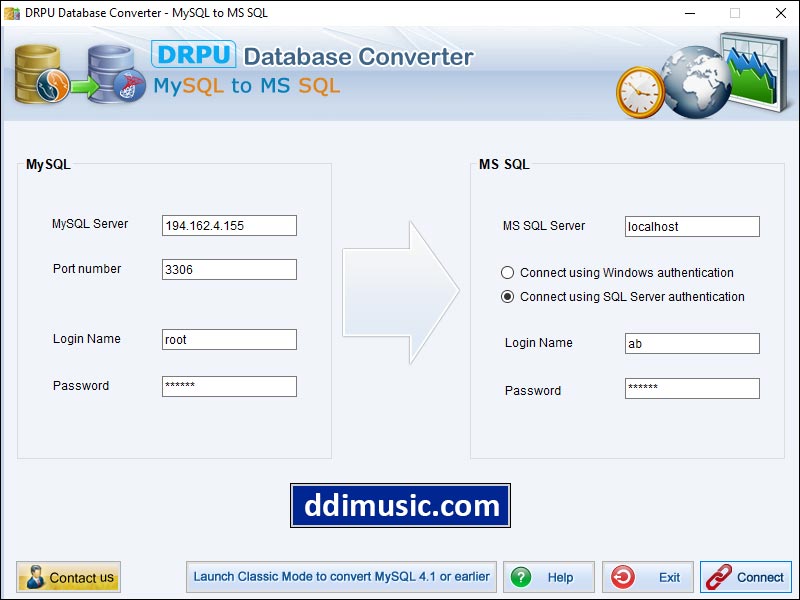 MySQL To MS SQL Conversion Software screen shot