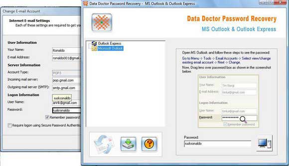 Screenshot of MS Office Outlook Password Recovery Tool