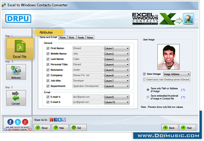 Excel to Windows Contacts Converter