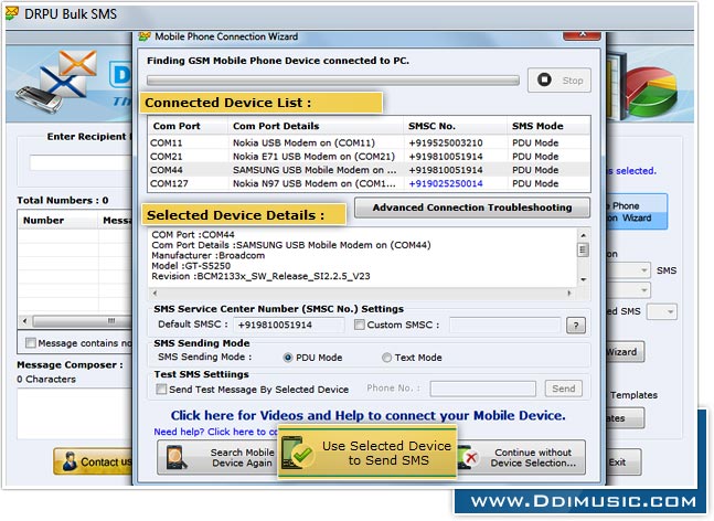 Bulk SMS Software for GSM Mobile phones