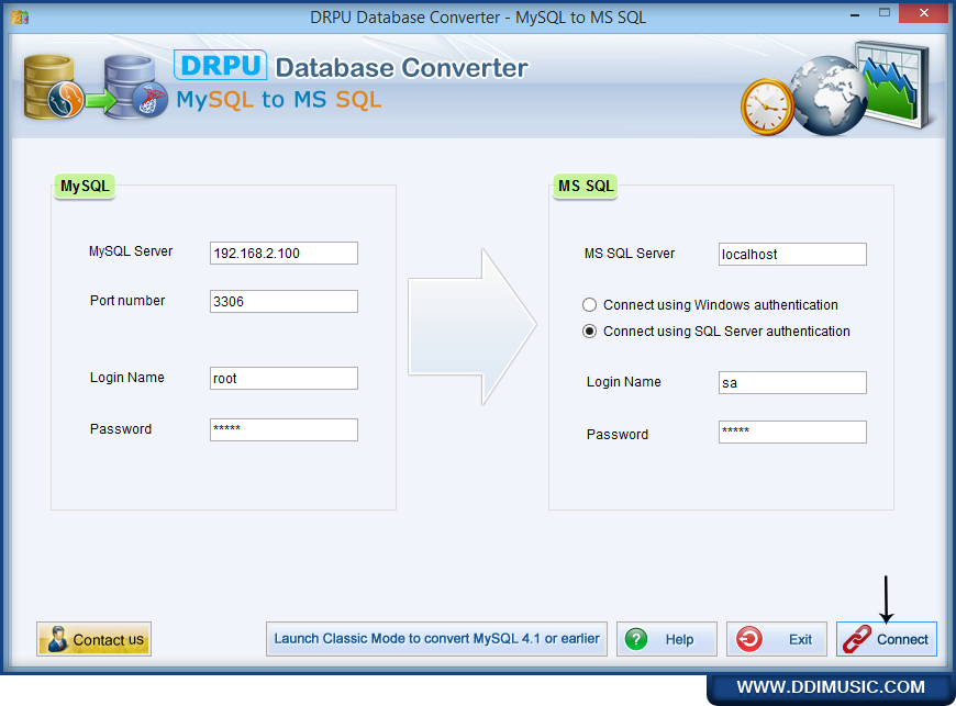 MySQL 到 MS SQL 数据库转换器