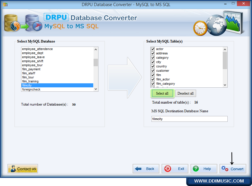 MySQL을 MS SQL 데이터베이스로 변환하는 변환기