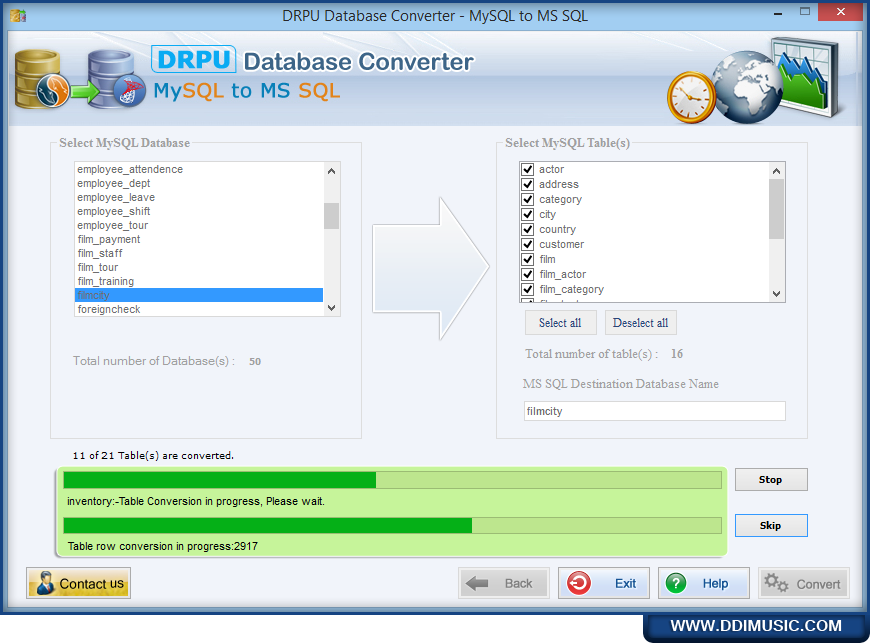 MySQL을 MS SQL 데이터베이스로 변환하는 변환기